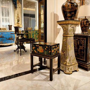 Mesa Consola de Madera Sólida Serie Americana Yips LD-2410-2311, Estilo Moderno de Mediados de Siglo, Hecha a Mano con Patrón Floral para Sala de Estar o Dormitorio - Product Image 2