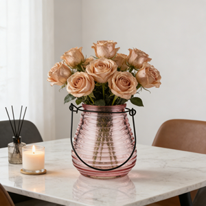 Lanterne en verre rose décorative, pot <span class=keywords><strong>porte</strong></span>-bougie, vase suspendu pour centre de table de mariage ou de jardin - Fabricant - Product Image 1