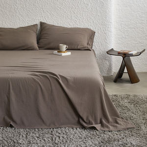 600TC 100% coton couleur unie doux <span class=keywords><strong>drap</strong></span> de <span class=keywords><strong>lit</strong></span> 1Pc fil froissé tissu lin comme Texture peau amical <span class=keywords><strong>drap</strong></span> de <span class=keywords><strong>lit</strong></span> - Product Image 3