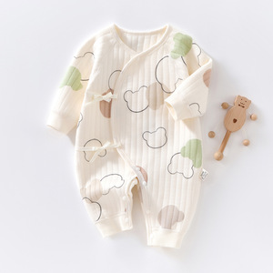 Combinaison pour bébé en coton épais tricoté, pyjama unisexe pour nourrissons, vêtements chauds pour l'automne et l'hiver - Product Image 1