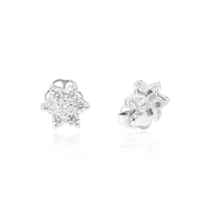 Boucles d'oreilles clous en or massif 14 carats avec diamants de culture, motif fleur étoilée de luxe, bijoux fins minimalistes célestes pour elle - Product Image 1
