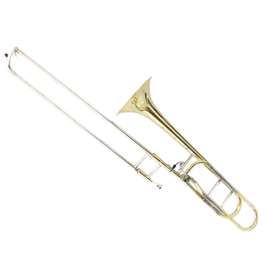 <span class=keywords><strong>Trombone</strong></span> ténor professionnel Focustyle FTB-350 en laiton doré laqué transparent Bb/F avec étui en vente - Product Image 4