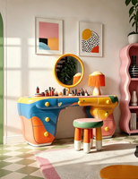 Table de maquillage incurvée créative d'art moderne - Table de toilette colorée de luxe haut de gamme avec tiroirs