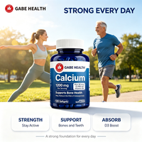 Gélules de calcium 1200 mg et vitamine D3 1000 UI, marque privée OEM, 120 unités, pour la santé osseuse, la densité des dents et des articulations, absorption élevée, personnalisables