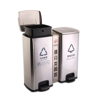 Poubelle à pied en acier inoxydable 30L à double compartiment Poubelle à fumée pour porte d'ascenseur Double seau Trois-en-un Poubelle de bureau pour couloir