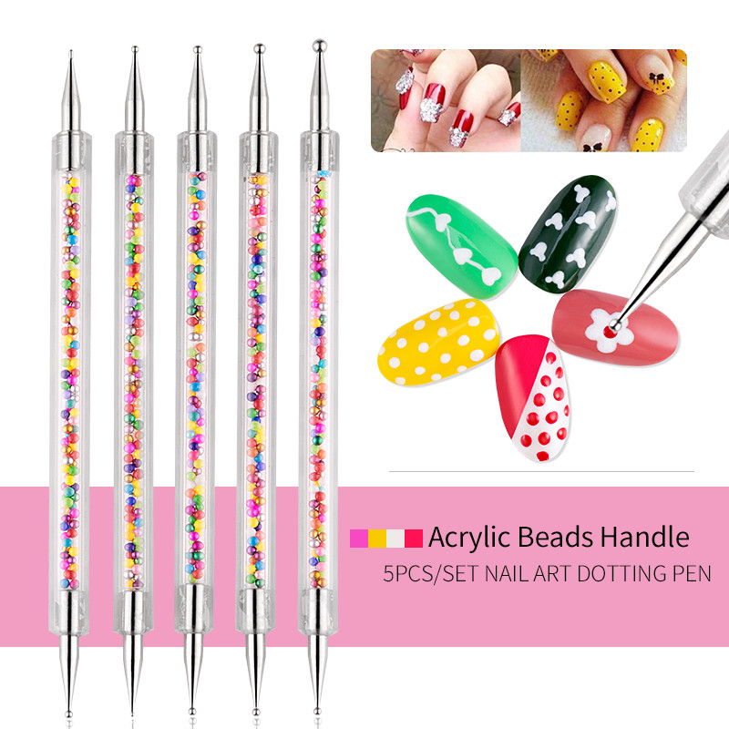 5 шт набор УФ-гель Рисование Живопись нейл-арта точка нажмите с силой так ручка акриловые Икра 2 Way для волос щетка для волос аксессуары маникюрный набор инструментов