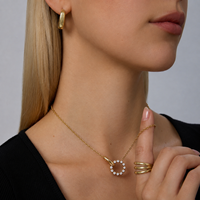 Collana con Ciondolo a Cerchio Intrecciato con Lettera D in Acciaio Inossidabile Placcato Oro 18K e Zirconi, Stile Lusso Discreto, per Donna - Vendita all'Ingrosso