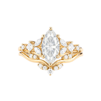 Bague empilable en moissanite VVS 3 carats motif feuille de vigne marquise, en argent sterling 925 plaqué or 18 carats, bijoux raffinés pour femme, cadeau