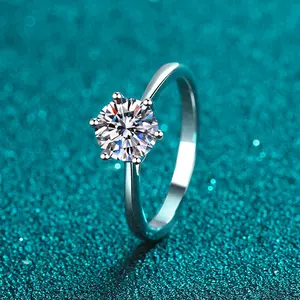Directly from Manufacturers Pt950 Ring in 925 Sterling Silver with Moissanite Fine Jewelry