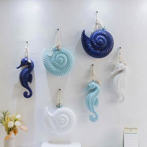 Decoración de Madera Estilo Mediterráneo, Diseño de Caballito de Mar y Concha de Doble Cara, Duradera, para Colgar en la Pared de la Sala de Estar - Product Image 1
