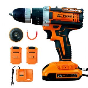 Taladro Eléctrico Inalámbrico de 24 V de Buena Calidad con Función de Impacto, Dos Baterías, Un <span class=keywords><strong>Cargador</strong></span>, Caja de Plástico, Taladro Percutor Inalámbrico de Iones de Litio - Product Image 2