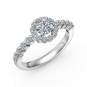 Dylam Exquisite Fine Jewelry Sterling <b>Silver</b> <b>925</b> Rhodium Plated D VVS1 Moissanite Flower Cocktail <b>Rings</b> Bridal Promise <b>Ring</b> - Product Image 4