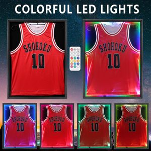 Boîte d'exposition pour maillots avec éclairage LED et porte en <span class=keywords><strong>verre</strong></span>, cadre en bois noir pour maillots de basketball/baseball - Product Image 2