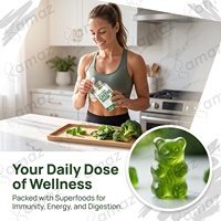 Gummies Superfood Verts Marque Blanche Formule Personnalisée avec Extraits de Légumes Verts Vitamines Minéraux Fabrication Nutritionnelle OEM