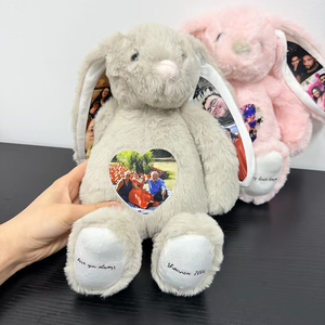 Coniglio di Peluche Personalizzato con Foto, Coniglio Imbottito Personalizzato con Immagini di Famiglia per un Regalo Unico di San Valentino - Product Image 3
