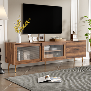 Moderne <span class=keywords><strong>tv</strong></span>-meubel met deuren, entertainmentcenter met 2 laden opbergkast, mediameubel voor de woonkamer - Product Image 5