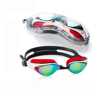 Gafas de natación con lentes con revestimiento de espejo, antivaho, anti UV, correa de silicona de alta definición, gafas de entrenamiento, ajuste universal - Product Image 1
