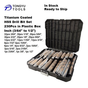 230Pcs Titan Tráng HSS-R Khoan Bit <span class=keywords><strong>Set</strong></span>, Sae 3/64 "Để 1/2" Inch Twist Jobber Bit <span class=keywords><strong>Kit</strong></span> Cho Kim Loại Khoan Trong Nhựa Trường Hợp - Product Image 2
