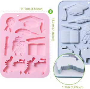 Moules en silicone sur le thème <span class=keywords><strong>de</strong></span> la remise des diplômes, moule en forme <span class=keywords><strong>de</strong></span> chapeau <span class=keywords><strong>de</strong></span> remise des diplômes, moule à bonbons pour diplôme - Product Image 1