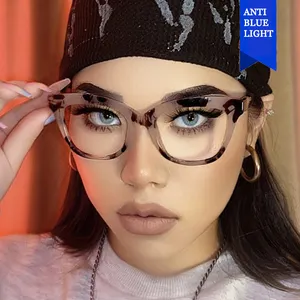 Grenz überschreitende Cat Eye Designer dicke optische Rahmen Brille Anti Blaulicht Brille für Frauen