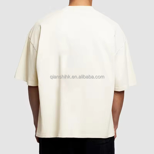 ผู้ผลิตเสื้อยืดดีไซน์เนอร์ทรงหลวมสีขาว เสื้อยืดเปล่าไซส์ใหญ่สำหรับผู้ชาย เสื้อยืดผ้าฝ้ายหนาน้ำหนักมากทรงบ็อกซี่สำหรับผู้ชาย - Product Image 3