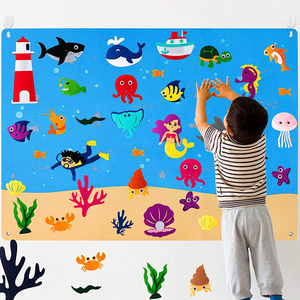 Juguetes Educativos de Ciencia para Niños, Juguete de Pared Personalizado, Tablero de Actividades para Colgar en la Pared, Tema de Animales Marinos, Juego de Tablero de Historias de Fieltro - Product Image 3