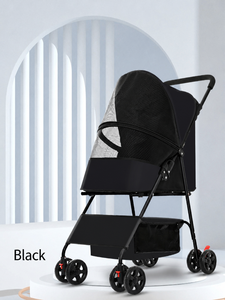 Carrito Plegable Negro para Mascotas con 4 Ruedas, Amortiguación y Canasta de Almacenamiento para Perros - Product Image 5