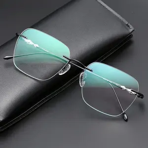 超薄无框眼镜钛眼镜新框2023设计师复古眼镜女士光学框