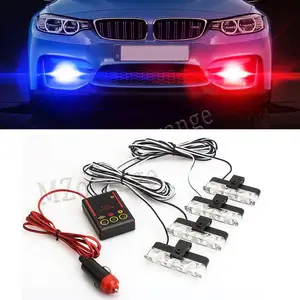 4*3 Led Strobe Verlichting Voor Auto Grill Waarschuwingslamp 12V Auto Motorfiets Flasher Zaklamp