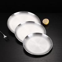 Assiette de camping ronde réutilisable personnalisée 6 8 10 pouces lavable au lave-vaisselle argent or plusieurs tailles Plaques en acier inoxydable 18/8