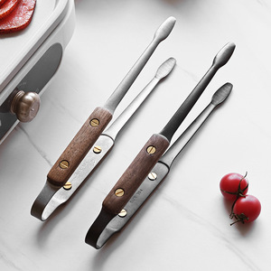 <span class=keywords><strong>Pinzas</strong></span> de comida Vintage para exteriores, parrilla para <span class=keywords><strong>barbacoa</strong></span>, bistec frito, Nogal Negro, cubiertos de acero inoxidable para acampar - Product Image 1