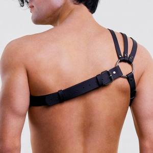 Fetish sabuk <span class=keywords><strong>Harness</strong></span> dada kulit PU dapat disesuaikan kostum perbudakan pria Gay BDSM dengan gesper bra atasan Punk - Product Image 6