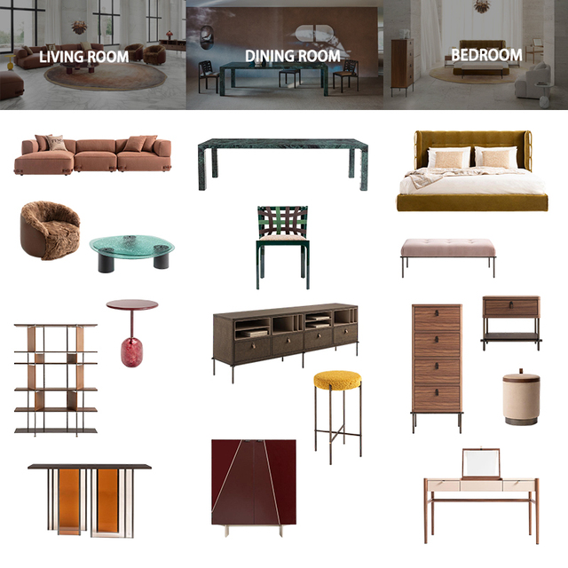KF CASA One Stop Solution Italian Furniture Modern Style Villa Project Dining Room Sets Furniture Living Room Sofa