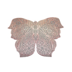 Estera de comedor de diseño Retro de mariposa dorada/Rosa personalizada, protección del medio ambiente, Decoración de mesa tejida de PVC para el hogar y la cocina - Product Image 1