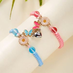 Pulsera De Pareja Silk Thread Braided Couple <b>Bracelet</b> 2 Pcs Daisy Tai Chi <b>Infinity</b> Sign Butterfly Magnetic Heart Charm <b>Bracelets</b> - Product Image 2
