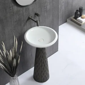 Creazione tendenza all'ingrosso personalizzazione ceramica a mano articoli sanitari moderni piedistallo bacino per il bagno