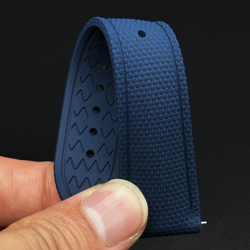 Sailcloth FKM rubber Watch Bands Soft Quick Release Sports Belt Wristband 20mm 21mm 22mm Fabric pattern finish rubber strap