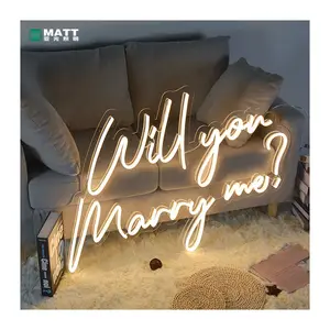 Letreiros de LED Neon Personalizados Matt Dropshipping Will You Marry Me em Acrílico+Neon Flex para Decoração de Casamentos e Empresas - Product Image 1