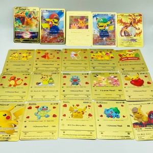Cartes de jeu Pokémon personnalisées en acier inoxydable, style personnalisé, or, noir, métal, Pikachu, cartes Pokémon en métal épais - Product Image 3