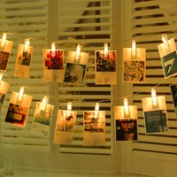 Guirlande lumineuse à 20 LED alimentée par batterie, décoration pour la maison, la chambre à coucher, la fête de noël intérieure, pour suspendre des photos