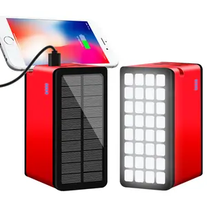 Universal 2 In 1 Large Capacity Power Bank Solar Phone Holder 100000 Mah Outdoor Solar Power Bank With Travel Camping LED Light