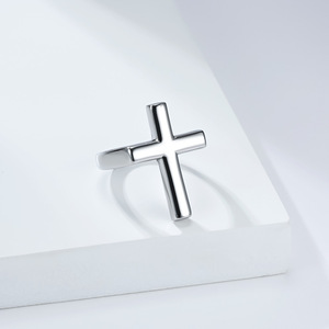 Instagram-worthy yunnique style cross <b>ring</b> for men, simple smooth <b>titanium</b> steel plated with 18K gold, street fashi - Product Image 3