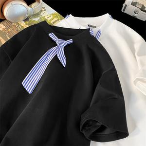 Nautical Blue Plaid Beaded Vintage Breathable Scarf Short <b>T</b>-<b>Shirt</b> for Men and <b>Women</b> Summer Couple <b>Sleeveless</b> - Product Image 3