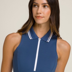 Vente en gros de jupes et tenues de tennis pour femmes, personnalisées avec logo, sexy, bleu marine, style tenniscore, séchage rapide, yoga, fitness, extérieur, en nylon - Product Image 5