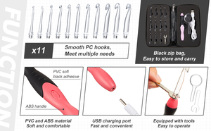 Ensemble de crochets LED <span class=keywords><strong>9</strong></span> <span class=keywords><strong>en</strong></span> 1, <span class=keywords><strong>9</strong></span> têtes interchangeables, <span class=keywords><strong>aiguilles</strong></span> à tricoter lumineuses, outil de couture, accessoires de tricot (violet) - Product Image 6