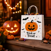 Sacs cadeaux en papier kraft biodégradable avec poignées pour Halloween, pour supermarchés et cadeaux de fête pour enfants