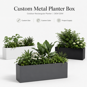 SEEYES Bac à plantes en métal personnalisé, pot de fleurs rectangulaire d'extérieur, acier thermolaqué, conteneur pour plantes de jardin, OEM ODM, vente en gros - Product Image 1