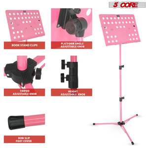 Soporte de Música Plegable Portátil de 5 Niveles, Altura Ajustable, Color Rosa, para Guitarristas, Protección de Instrumentos Musicales - Product Image 6