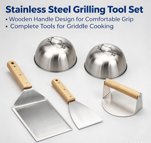 Kit de presse à burgers écrasés Melting Dome et spatule ronde pour burgers écrasés avec manche en bois - Product Image 5