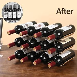 TRUDING Porte-bouteilles moderne pour comptoir, 12 bouteilles, autoportant, 3 niveaux, design ondulé en bois, rangement pour <span class=keywords><strong>vin</strong></span> pour la maison, la cuisine, le bar - Product Image 2